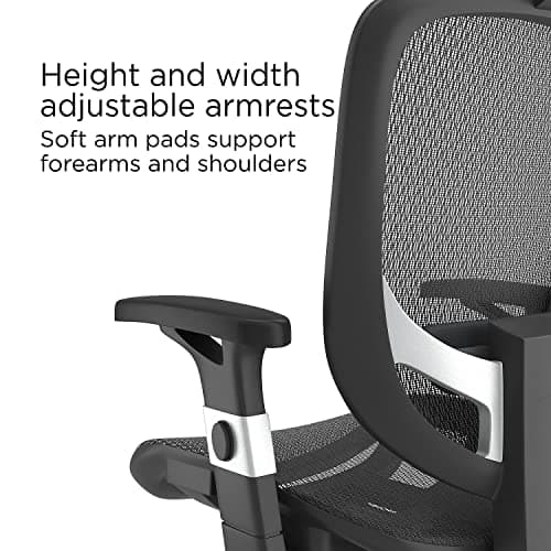 Union & Scale Flexfit Hyken Mesh Task Chair, Supports Up to 300 lbs, 17.24" to 20.98" Seat Height, Black Seat, Black Back.Silver Base 5