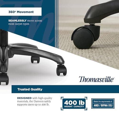 Thomasville Danvers Big & Tall Office Chair, Ergonomic High-Back and Contoured Lumbar Support, Supportive ComfortCraft Seat Cushion Technology, Breathable Vegan Leather with Padded Armrests, Tan 7