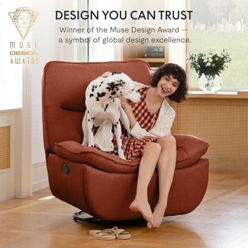 FLEXISPOT XRC7 Swivel Rocker Recliner Chair, 360° Swivel Oversized Armless Recliner with Oeko-TEX Certified Three-Proof Fabric, Award-Winning Design, Gaming Chair for Living Room Gaming Room, Orange 8