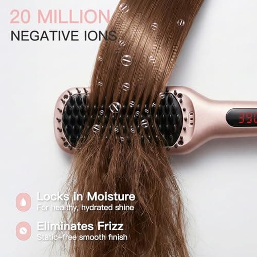 MEGAWISE Pro Ceramic Ionic Hair Straightener Brush for Home Salon | MCH Fast 20s Heating Tech with Auto-Off Safety | Anti-Scald with Universal Dual Voltage | Rotatable Power Cord 5