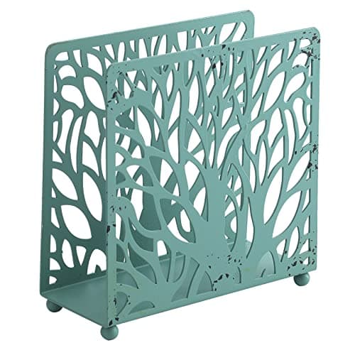 Farmhouse Blue Napkin Holder for Table, Vintage Metal Upright Rustic Napkin Holder Stand for Home Party Restaurant Picnic Kitchen Decor