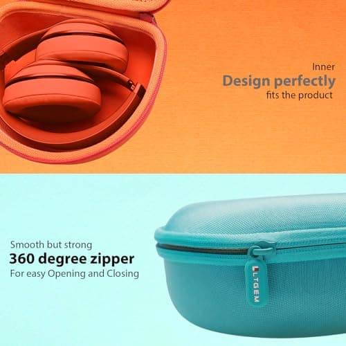 Headphone Case Compatible with Beats Studio Pro/Solo 4 / Studio 3 / Solo 3 / Picun B8 / BERIBES/JLab JBuds Lux ANC Wireless Bluetooth Noise Cancelling Headphones, Claret+Brown(Case Only) 6