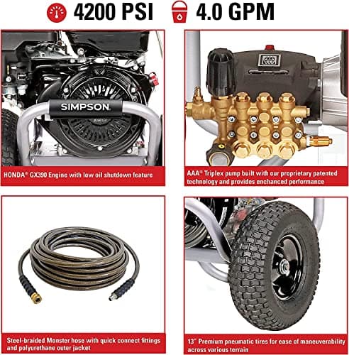 Simpson PS4240 PowerShot Gas Pressure Washer Powered by Honda GX390, 4200 PSI at 4.0 GPM, (49 State) 60456 2