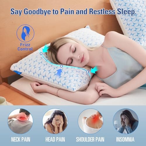 QUTOOL Firm Pillow Shredded Memory Foam, Cooling Pillow for Hot Sleeper, Adjustable Bed Pillow for Side Back Stomach Sleepers, Washable Cover, CertiPUR-US Certified, Queen Size Set of 2 6