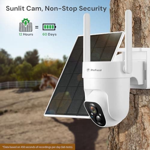 PinFocal 4G LTE Cellular Security Camera Wireless Outdoor, No WiFi Needed, 2K Color Night Vision, 360° View Pan/Tilt, 2 Way Talk, PIR Motion Sensor, Built-in SIM Card (Support Verizon/AT&T/T-Mobile) 6