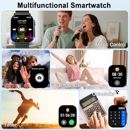Smart Watch for Men, 2.01" AMOLED Curved Display Fitness Tracker with Answer/Make Calls, 100+ Sport Modes, Fitness Watch with 24/7 Heart Rate/Sleep Monitor/Pedometer, IP68 Waterproof, for Android iOS 6