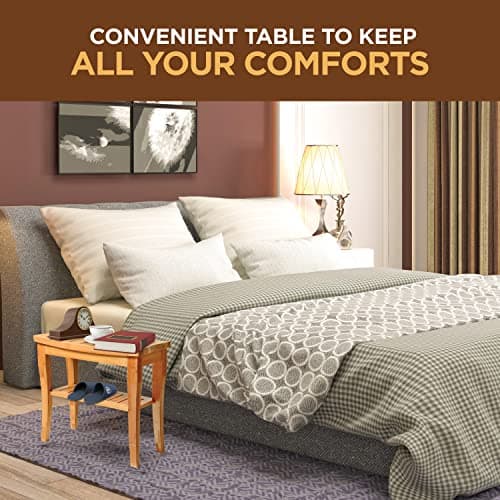 Bamboo Shower Bench - Small Wooden Shower Stool with Storage Shelf, Non-Slip Bathroom Seat, Spa Decor Bath Bench, Foot Rest Shaving Stool for Shower, Indoor Outdoor Use, Great Gift Idea (17" x 9 x 17) 5