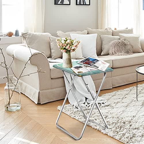 Garden 4 you Folding TV Tray Table,TV Dinner Table with Sturdy MDF Top,Eating Trays for Living Room with No Assembly Required, 2PCS (Sea Blue) 6