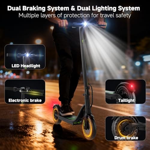 WERHY Electric Scooter, 350W/500W Powerful Motor, 19/22 MPH Max Speed, 15/23 Miles Range, Lightweight Foldable Kick Scooter with Dual Braking Systems, Smart APP 5