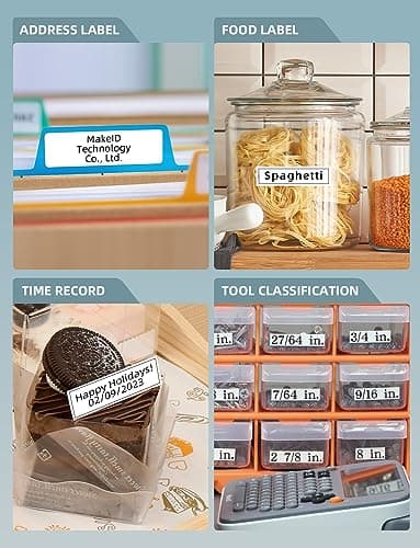 Makeid E1 Label Maker - Bluetooth Rechargeable Label Maker Machine - QWERTY Keyboard Labeler, 3.4" Backlighting LCD Screen - Prints 9~16mm Label - Home and Office Organization 7