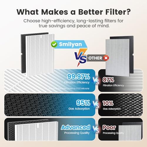 Smilyan 2 Sets 116130 HEPA Replacement Filter H for Winix 5500-2 Plasmawave Air Purifier and Models AM80, Includes 2 Pack Ture HEPA Filters + 2 Pack Activated Carbon Pre-Filters 7