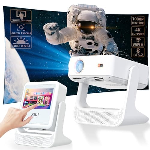 XBJ [Touch Screen/Auto Focus & Keystone/Built-In Apps] A2Pro Smart Projector with Touch Tablet , Wifi 6 Bluetooth Portable Movie Projector with Stereo Speaker, Support 4K, 800 ANSI, Indoor/Outdoor Use