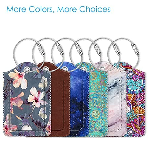 Fintie Luggage Tags, Privacy Cover ID Label with Stainless Steel Loop and Address Card for Travel Bag Suitcase - Retro Brown (2 Piece) 7