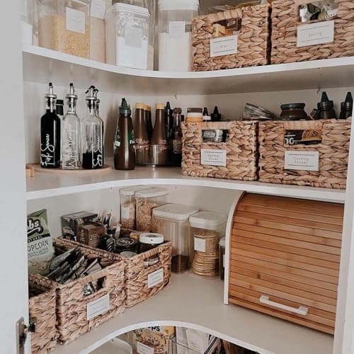 HOMEFULLY Bamboo Double Layer Bread Box for Kitchen Countertop, Roll Top Bread Box Wood, Extra Large for Kitchen Storage, Modern Bread Bin Wooden (White) 5