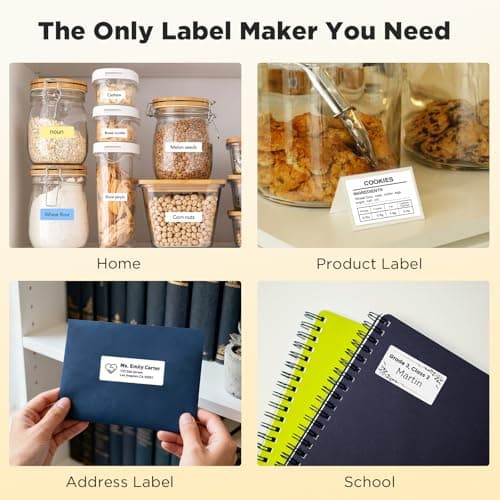 SUPVAN T50M Pro Bluetooth Label Maker Machine with Tape, Wide Waterproof Label, Versatile App with 30+ Fonts and 660+ Icons, Inkless Labeler for Home, Kitchen, School, Office Organization, Black 9