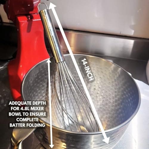 CLOUDWHISK™ 14-Inch Professional Balloon Large Stainless Steel Metal Cake Whisk. Specially designed for Folding and Blending Cake Batters to Achieve Fluffier Cakes 5