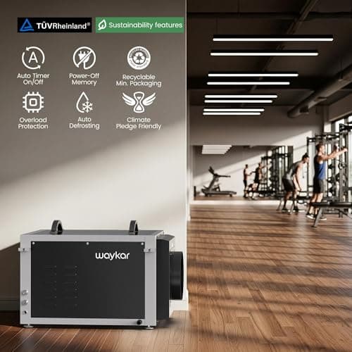 Waykar 158 Pints Crawl Space Dehumidifier with Remote Control and Pump, Dual Duct HVAC Commercial Whole-House Dehumidifier for Basement, Industry Water Damage Unit - 5-Year Quality Coverage 5
