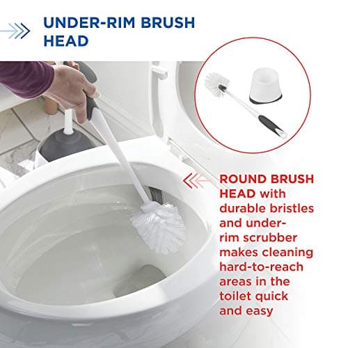 Clorox Under-Rim Toilet Bowl Brush with Corner Storage Caddy, 16 x 5 x 5.5 in 5