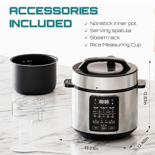 OLIXIS Electric Pressure Cooker 6 Quart Stainless Steel Multi Cooker Electric for Pressure 12-in-1 Rice, Steamer, Yogurt Maker, Slow Cook,Meat Stew, Cake, Porridge, Multigrain 5