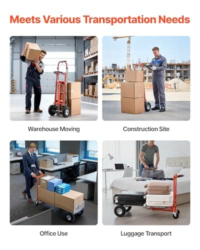 VEVOR 4 in 1 Hand Truck, 1000 lbs Load Capacity for 4-Wheel Mode, Convertible Hand Truck Dolly with Non-Slip Handle & Wheels, Aluminum Alloy Portable Trolley Dolly for Moving Home, Office, Warehouse 6