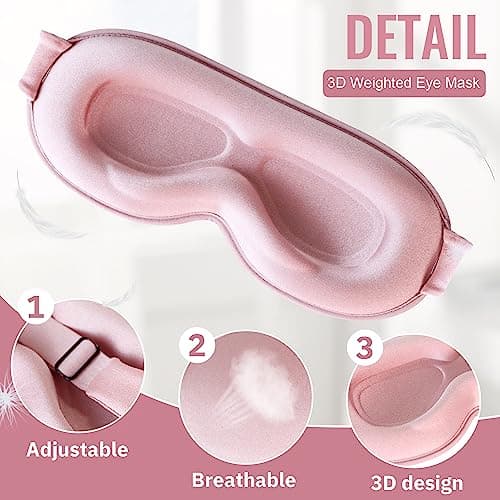 Sleep Mask,Upgraded 3D Deep Contoured Eye Mask for Sleeping,No Pressure Eye Covers 99% Block Out Light Eye Mask with Adjustable Elastic Strap for Sleeping, Yoga, Traveling (1pc,Pink) 5