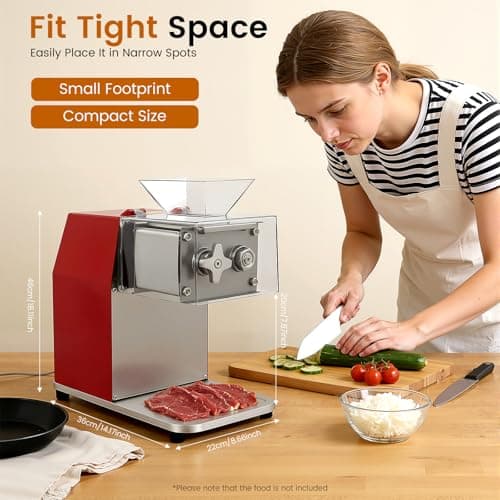 JINHZIXIU Commercial Meat Slicer 1100W Meat Cutter Machine for Home 3.5mm Blade Electric Meat Cutter Automatic Shredding Machine for Boneless Fresh Meat 8