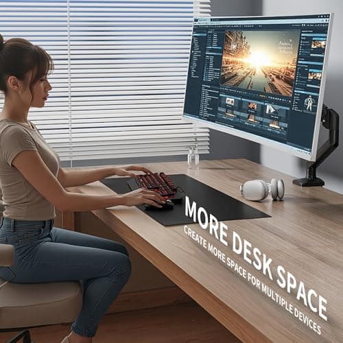 Single Monitor Arm Desk Mount，Gas Spring Monitors Arm for 17-32 inch Screens,Adjustable Computer Monitors Stand up to 4.4 to 19.8 lbs,Vesa Mount with Clamp and Grommet Base, VESA 75 & 100mm 8