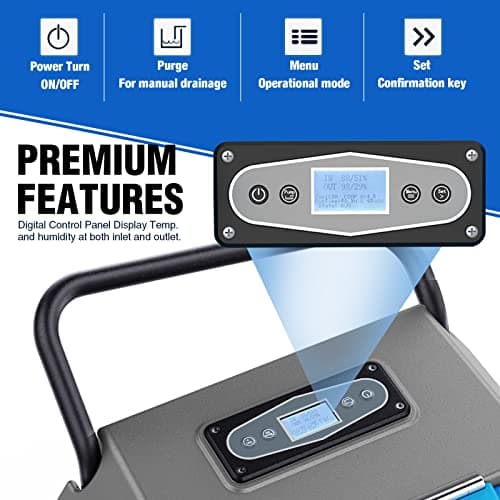 MOUNTO 180Pints LGR Industrial Dehumidifier with Pump and Drain Hose, Portable Commercial Dehumidifier with Wheels for Home, Basements, Garages, and Job Sites 6