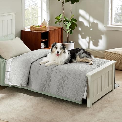 Bedsure 100% Waterproof Bed Cover for Dogs Washable - Non Slip Waterproof Dog Blanket for Bed, Lightweight Furniture Protector Durable for Pet Cat Puppy with Non-Slip Bottom, Grey, 68x82IN 8