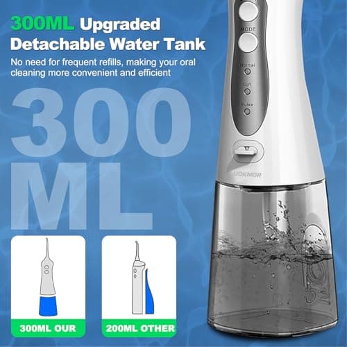 Water Flosser Cordless Teeth Pick: Portable Adults Dental Oral Irrigator for Travel Flossers Cleaning Picks 300ML 6
