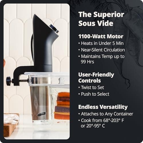 Greater Goods Kitchen Sous Vide Machine - Precision Cooker, Immersion Circulator, Brushless Motor, 1100 Watts (Onyx Black) 6