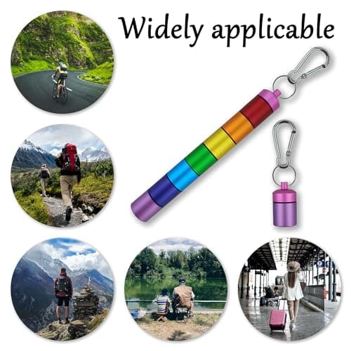 TEAHOOR Small Portable Metal Pill Organizer Case Keychain, Stackable Waterproof Travel Cute Pill Box Holder,Aluminum Alloy Pill Container,Compartment for Holding Supplements, Vitamins and Medicine 5