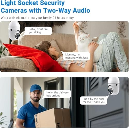 WESECUU Light Bulb Security Camera, 5G& 2.4GHz WiFi 2K Security Cameras Wireless Outdoor Motion Detection and Alarm,Two-Way Talk,Color Night Vision,Human Detection, Camera Light Bulb Easy to Install 6