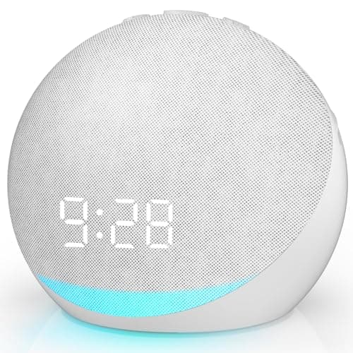Sound Machine Alarm Clock for Bedroom: 25 Natural Sleep Sounds - White Noise Machine for Adults Kids Baby - Gentle Wake Up Alarm with Bluetooth Speaker - Frost White