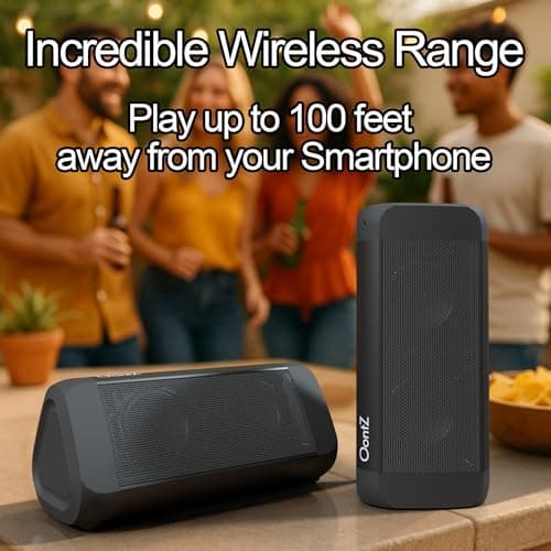 OontZ Ultra Dual Portable Bluetooth Speaker 5.0 2-Pack – IPX7 Waterproof, 14W Enhanced Sound, 20-Hr Battery, 100ft Range, Deep Bass & Clear Audio, Durable for Shower, Pool, or Beach (Black) 7