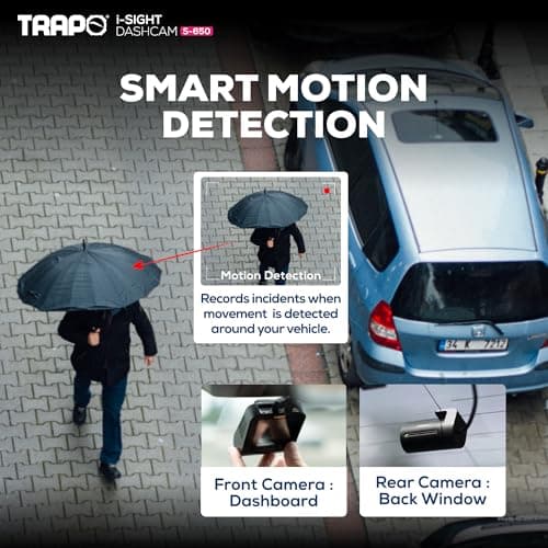 Trapo S650 Dash Cam 2K HDR 2560x1440P Front and Rear Dash Cam, Car Camera with ADAS, Voice Control, Super Capacitor, Parking Surveillance, Built-in GPS & Wi-Fi, 60 FPS Front + 30 FPS Rear 7