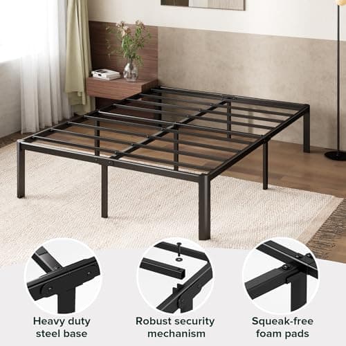 Zinus Van 16 Inch Full Metal Platform Bed, Steel Slat Support, No Box Spring Needed, Eco Friendly WonderBox Packaging, Easy Assembly, Black 6