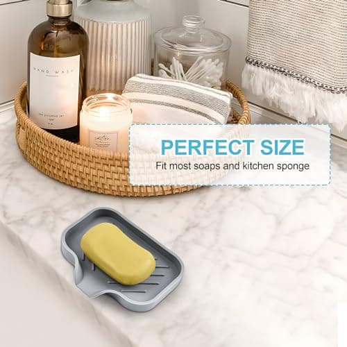 Soap Dish for Shower,Silicone Bathroom Soap Dishes with Drain Spout-Bathroom,Kitchen Soap Sponge Tray Self Draining for Kitchen,Bathroom,Bathtub, Shower. 5