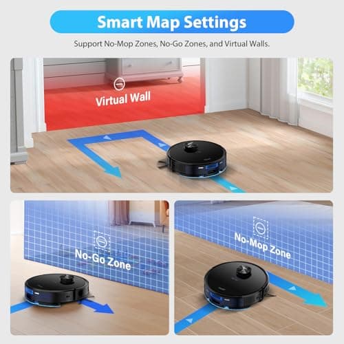 Tikom Robot Vacuum and Mop Combo with LiDAR Navigation, L9000 Robotic Vacuum Cleaner with 4000Pa Suction,150Min Max, 14 No-Go Zones, Smart Mapping, Good for Pet Hair, Carpet, Hard Floor(Dark Black) 6