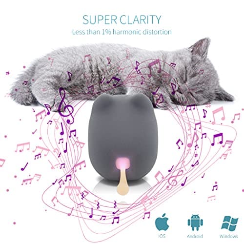 gingo Portable Bluetooth Speaker, Mini Wireless Speakers with Clarity Stereo Audio, MP3 Player,Super Bass,TWS Pairing,40H Playtime,BT5.3,Powerful Rich Room-Filling Sound, Cute Pet Speaker (Grey) 6