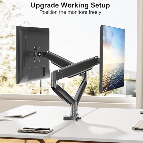 MOUNT PRO Dual Monitor Desk Mount fits 22” to 39” Ultrawide Computer Screen, Holds up to 30.9lbs Each, Fully Adjustable Long Monitor Arm for Two Monitors, Gas Spring Monitor Stand, 100x100 VESA Mount 8