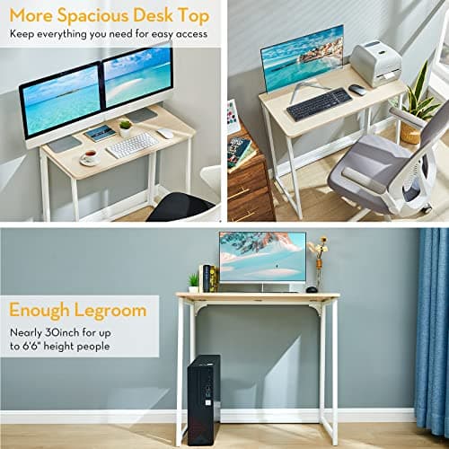WOHOMO Folding Desk, Small Foldable Desk 31.5" for Small Spaces, Space Saving Computer Table Writing Workstation for Home Office, Easy Assembly, Oak 7