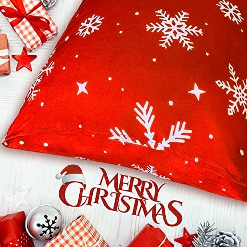 YIYEA Christmas Standard Pillow Cases Set of 2, Ultra Soft Double Brushed Microfiber Pillowcases Standard, Christmas Snowflake Bed Pillow Covers, Fade Resistant, Easy Slip-On (20"x26") 5