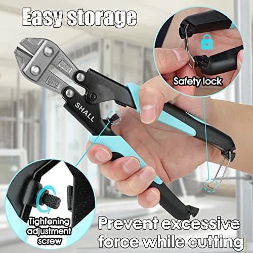 SHALL 3-Piece Bolt Cutters, 14" Heavy Duty Bolt Cutter, 8" Mini Bolt Cutter, 8" Wire Rope Cutter, Ergonomic Handle, More Efficient Leverage for Cutting Locks, Chains, Iron Wire, Carrying Case Included 5