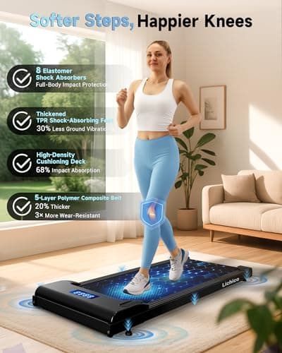 Lichico NeoSilent Walking Pad Treadmill Under Desk for Home with BLDC Core and Extra-Large Belt, App and Remote Control, Portable and Compact for Small Space 5