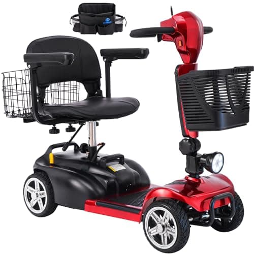 15-45 Miles Ecomobi MS02 4 Wheels Mobility Scooter for Adults/Seniors, 350W Electric Wheelchair Device w/15Ah-25Ah Extended Battery, Dual Baskets, Compact Duty Mobile for Elderly(FSA/HSA Eligible)