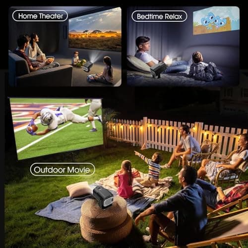 Mini Projector 2025 Upgraded Dual Control 1980x1080P 4K Support Portable Video Projector WiFi 6 BT5.2 180° Keystone Compatible with TV Stick/Memory Stick/Smartphone/USB/Laptop, Dark 6