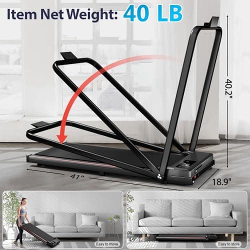 Incline Treadmill for Home, 300+ lb Capacity, Quiet Foldable Treadmills with Handle Bar, Compact Running Machine Walking Pad with APP 6