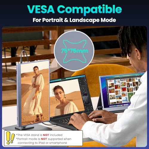 Upperizon Portable Monitor 15.6 inch FHD 85% sRGB 60Hz HDR HDMI USB-C Travel Monitor for Laptop MacBook PC Surface PS5 Xbox, External Display with Cover & Speakers, VESA Compatible 5