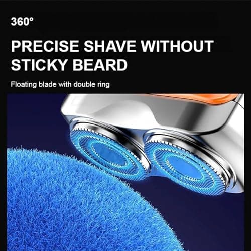 Double Ring Electric Shaver, Mini Case Alloy Razor, 2026 New Upgrade Portable 360° Rotary Waterproof Double Head Razor, Wet & Dry Use,One-Button Electric Shaver for Home Travel Business(Silver-Orange) 3